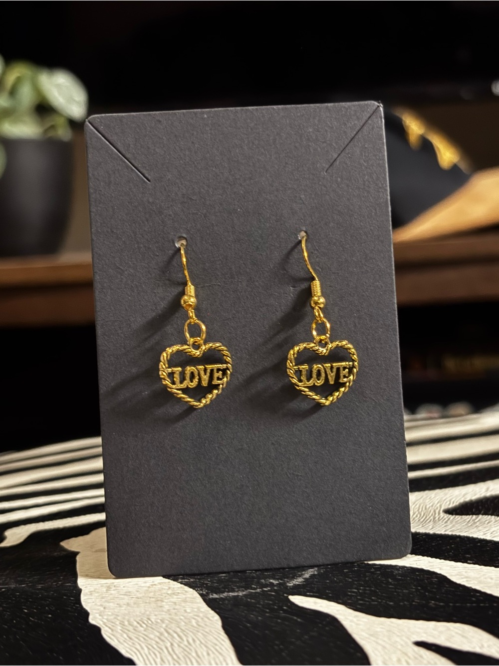 (3 for $10) Gold 'LOVE' Heart Dangle Earrings for Women